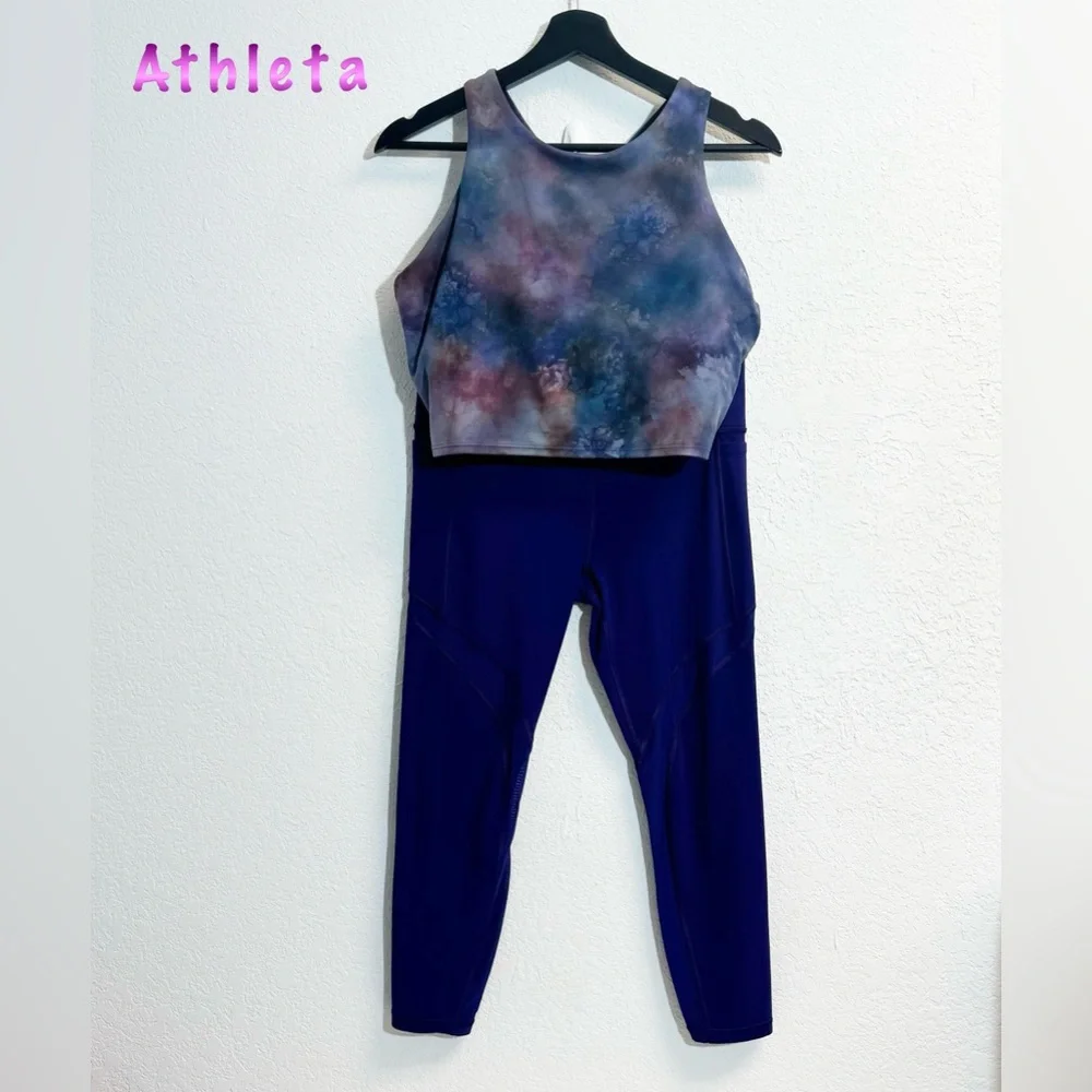 Athleta- Conscious Crop Sports Bra and Salutation Mesh 7/8 Leggings bundle M/L - Picture 2 of 14